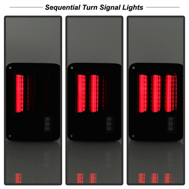 Spyder® Black/Red Sequential Fiber Optic LED Tail Lights | 2007-2018 Jeep Wrangler JK/JKU | Dale