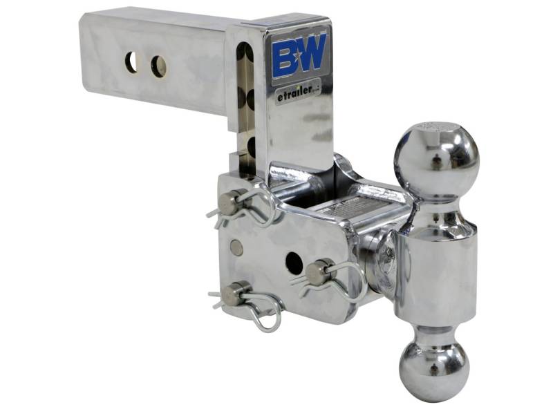 B&W Hitches TS10037B Tow & Stow Model 8 5-5.5 Adjustable Dual Ball Mount Hitch and 5/8 Black Receiver Hitch Lock 