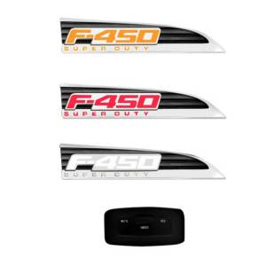 Recon Ford Color Changing Illuminated Fender Emblems Red/White/Amber w/ Chrome Housing | 264482CH | 2011-2016 Ford Super Duty F450