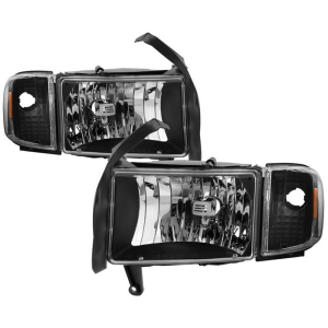 Spyder Black Factory Style Headlights w/Corner Lights | 1994-2002 Dodge Ram | Dale's Super Store
