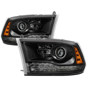 Spyder Black Factory Style Projector Headlights w/LED Turn Signal | 2013-2017 Dodge Ram | Dale's Super Store