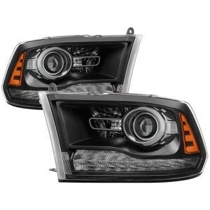 Spyder Black Factory Style Projector Headlights w/LED Turn Signal | 2013-2017 Dodge Ram | Dale's Super Store