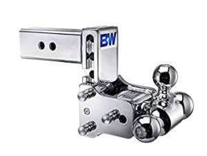 B&W Hitches - B&W Trailer Hitches Class V 2 1/2" Receiver Tow & Stow 8" Model 5" Drop 5.5" Rise Tri-Ball (Chrome) | TS20048C | Universal Fitment