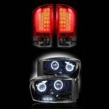 RECON - Recon Dodge LED Tail Lights w/ Projector Headlights Lighting Package | 264179BK - 264199BK | 2007-2008 Dodge Ram 1500/2500/3500