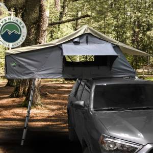 Overland Vehicle Systems - Overland Vehicle Systems Nomadic 2 Extended Roof Top Tent (Dark Gray Base w/ Green Rain Fly & Black Cover) | 18029936 | Universal Fitment