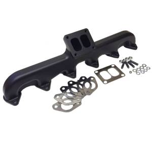 Steed Speed - Steed Speed T4 24V Angled Turbo Flange Manifold w/ Wastegate | T424VANGWG | 1998.5-2002 Dodge Cummins 5.9L