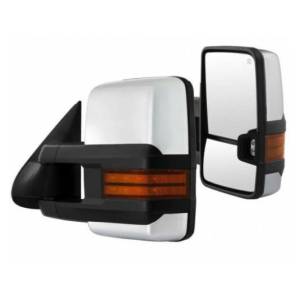 Outlaw Diesel - 03-06 Chevy / GMC 2500 & 3500 Chrome Power Telescoping Mirror Set + AMBER LED | 2003-2006 Chevrolet Silverado 3500/3500
