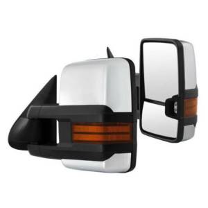 Outlaw Lights - 01-06 Chevy / GMC 2500 & 3500 Chrome Telescoping Mirror Set + AMBER LED Signal | 2001-2006 Chevrolet Silverado 2500/3500