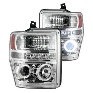 Recon Ford Projector Headlights OLED Halos DRL Clear/Chrome | 264196CL | 2008-2010 Ford Superduty F250-F550