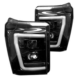Recon Projector Headlights OLED Halos & DRL Black/Smoke | 264272BKC | 2011-2016 Ford Super Duty F250-F550