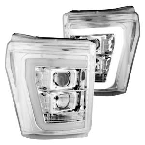 RECON - RECON Clear/Chrome Projector Headlights w/Ultra High Power OLED HALO'S & DRL | 2011-2016 Ford Super Duty