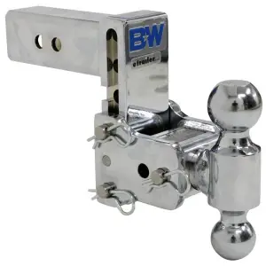 B&W Trailer Hitches Class V 2 1/2" Receiver Tow & Stow 8" Model 5" Drop 5.5" Rise 2" & 2 5/16" Balls (Chrome) | TS20037C 