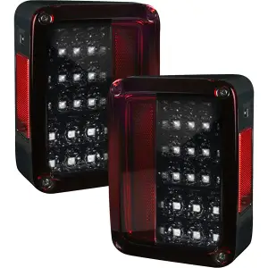 Recon Jeep LED Tail Lights Red/Smoked Lenses | 264234RBK