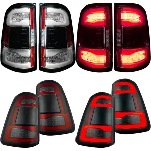 Recon Dodge OLED Tail Lights w/ Smoked or Clear Lens & Scanning Amber Turn Signal (Replaces OEM LED w/o BLIS) | 264338LED 