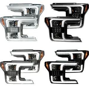 Recon Ford OLED Projector Headlights (Replaces OEM Halogen Only) w/ Multiple Lens Options | 264390