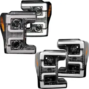 Recon Ford LED Projector Headlights w/ Smoked or Clear Lens (Replaces OEM Halogen Only) | 264372 