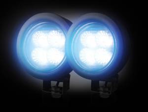 Recon Clear Lens LED Driving Lights Round Black/Chrome Housing Complete Kit  | 264501CL | 12-Watt 1800 Lumen
