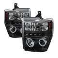 Lighting | Ford F250-F550  - Headlights For Ford F-250 to F-550 - Spyder - Spyder Black CCFL Halo Projector LED Headlights | 2008-2010 Ford Super Duty