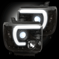 Recon - GM Projector Headlights OLED DRLs & Halos Smoke Lens Black Housing | 264295BKC | 2014-2018 GMC Sierra/Denali 1500/2500/3500