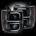 Recon - GM/Chevy Projector Headlights OLED Halos & DRL Smoked Lens | 264296BKC | 2015-2019 Chevy Silverado 2500/3500