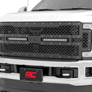 Rough Country Mesh Grille w/Dual 12in Black Series LED's | 2017-2018 Ford Super Duty 2WD/4WD | Dale's Super Store