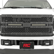 Rough Country Mesh Grille w/Dual 12in Black Series LED's | 2017-2018 Ford Super Duty 2WD/4WD | Dale's Super Store