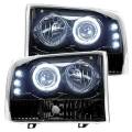 Headlights - Ford Headlights - RECON - Recon 264192BK - SMOKED Projector Headlights (Ford Superduty & Excursion 99-04) w LED Halos & DRLs