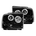 External Lighting - Headlights - RECON - Recon 264193BK | SMOKED Projector Headlights w/ LED Halos For Ford Superduty & Excursion 2005-2007