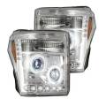 Recon 264272CL | CLEAR Projector Headlights (Ford Superduty 2011-2016) w LED Halos & DRLs