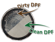 Caterpillar DPF part number D2018-FX, 380-9168, 380-9180, 358-3804, dirty vs clean