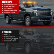 Recon GM Cab Roof Light w/ Amber LED & Lens Options (3-Piece Set, Replaces OEM) | 264158XCL, 264158XBK, 264158XAM (5)