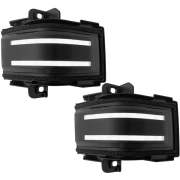 Recon Smoked Side Mirror Lenses w/ White LED Running Lights | 264245WHBK (2)