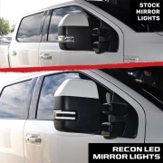 Recon Smoked Side Mirror Lenses w/ White LED Running Lights | 264245WHBK (5)