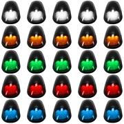 Recon Dodge Cab Roof Light w/ Multi-Colored LED & Smoked or Clear Lens (5-Piece Set, Complete Wiring Kit) | 264146CLRGB, 264146BKRGB (4)