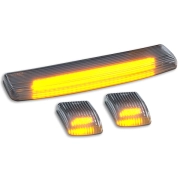 Recon GM Cab Roof Strobe White & Amber LED Lights w/ Clear or Smoked Lens (3-Piece Set, Complete Wiring Included) | 264157CLS, 264157BKS (3)