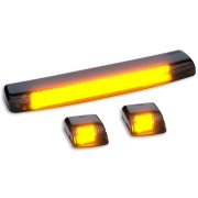 Recon GM Cab Roof Strobe White & Amber LED Lights w/ Clear or Smoked Lens (3-Piece Set, Complete Wiring Included) | 264157CLS, 264157BKS (6)