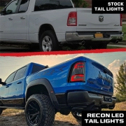 Recon Dodge OLED Tail Lights w/ Smoked or Clear Lens & Scanning Amber Turn Signal (Replaces OEM LED w/o BLIS) | 264338LED (4)