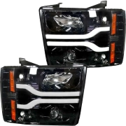 Recon Chevy LED Projector Headlights (w/ Clear or Smoked Lens) | 264195 (3)