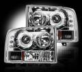 Recon Ford Projector Headlights w/ LED Halos & DRLs Clear/Chrome | 264192CL | 1999-2004 Ford Superduty F250-F550