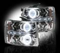 Recon Chevy Projector Headlights w/ CCFL Halos & DRL Clear/Chrome | 264195CLCC |  2007-2013 Chevrolet Silverado 1500/2500/3500